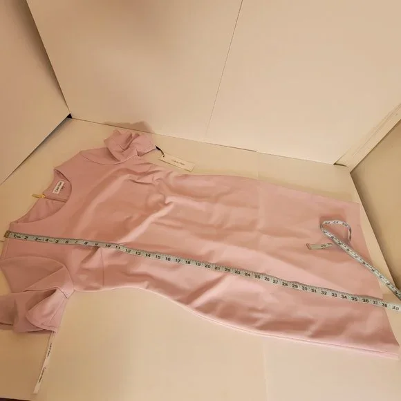 Calvin Klein Jewel Neck Flutter Sleeves Fitted Shift Dress Size 8 Dusty Pink NWT - Picture 13 of 13